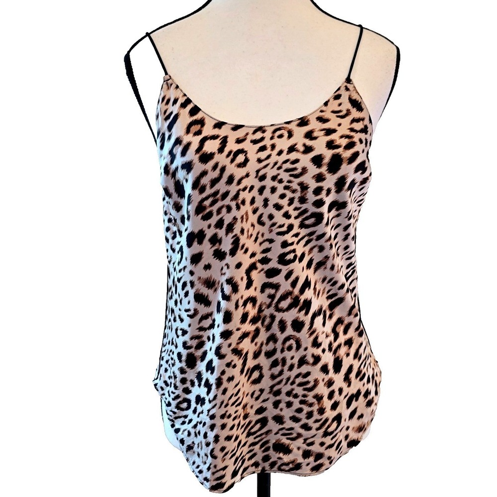Victoria's Secret Camisole Top Womens S Leopard Print Satin Slip Cami V-Back